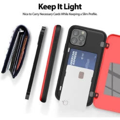 Red Mercury Slim Magnetic Door Credit Card Case For IPhone 12 / 12 Pro -Cheap NewCase Store iphone 12 12 pro goospery magnetic door case red 5 64564.1675299715