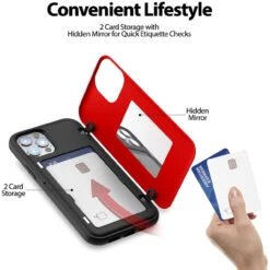 Red Mercury Slim Magnetic Door Credit Card Case For IPhone 12 / 12 Pro -Cheap NewCase Store iphone 12 12 pro goospery magnetic door case red 6 22541.1675299715