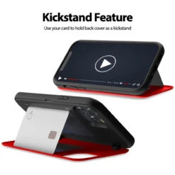 Red Mercury Slim Magnetic Door Credit Card Case For IPhone 12 / 12 Pro -Cheap NewCase Store iphone 12 12 pro goospery magnetic door case red 7 53722.1675299715