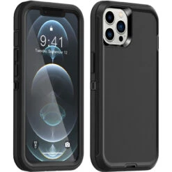 Black Tradies Heavy Duty Military Defender Case For IPhone 12 / 12 Pro