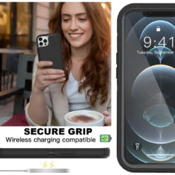 Black Tradies Heavy Duty Military Defender Case For IPhone 12 / 12 Pro -Cheap NewCase Store iphone 12 12 pro military grade defender case black 7 77367.1673678470