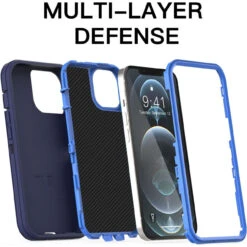 Navy Military Grade Defender Case For IPhone 12 / 12 Pro -Cheap NewCase Store iphone 12 12 pro military grade defender case navy 3 51385.1673678471