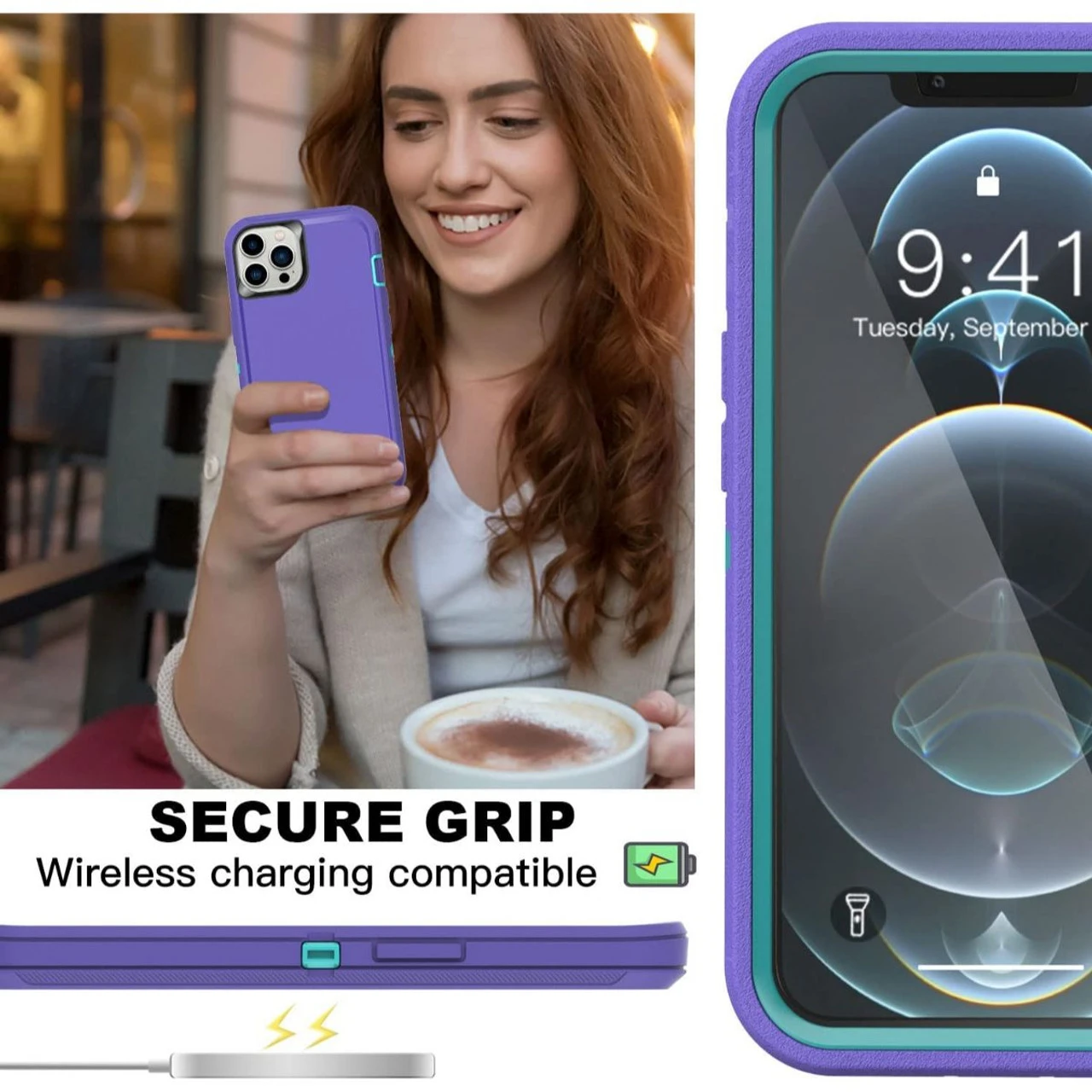 Purple IPhone 12 / 12 Pro Heavy Duty Military Defense Drop Proof Case 7 Purple IPhone 12 / 12 Pro Heavy Duty Military Defense Drop Proof Case - Image 7