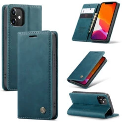 Blue IPhone 12 Pro CaseMe Synthetic Leather Wallet Case