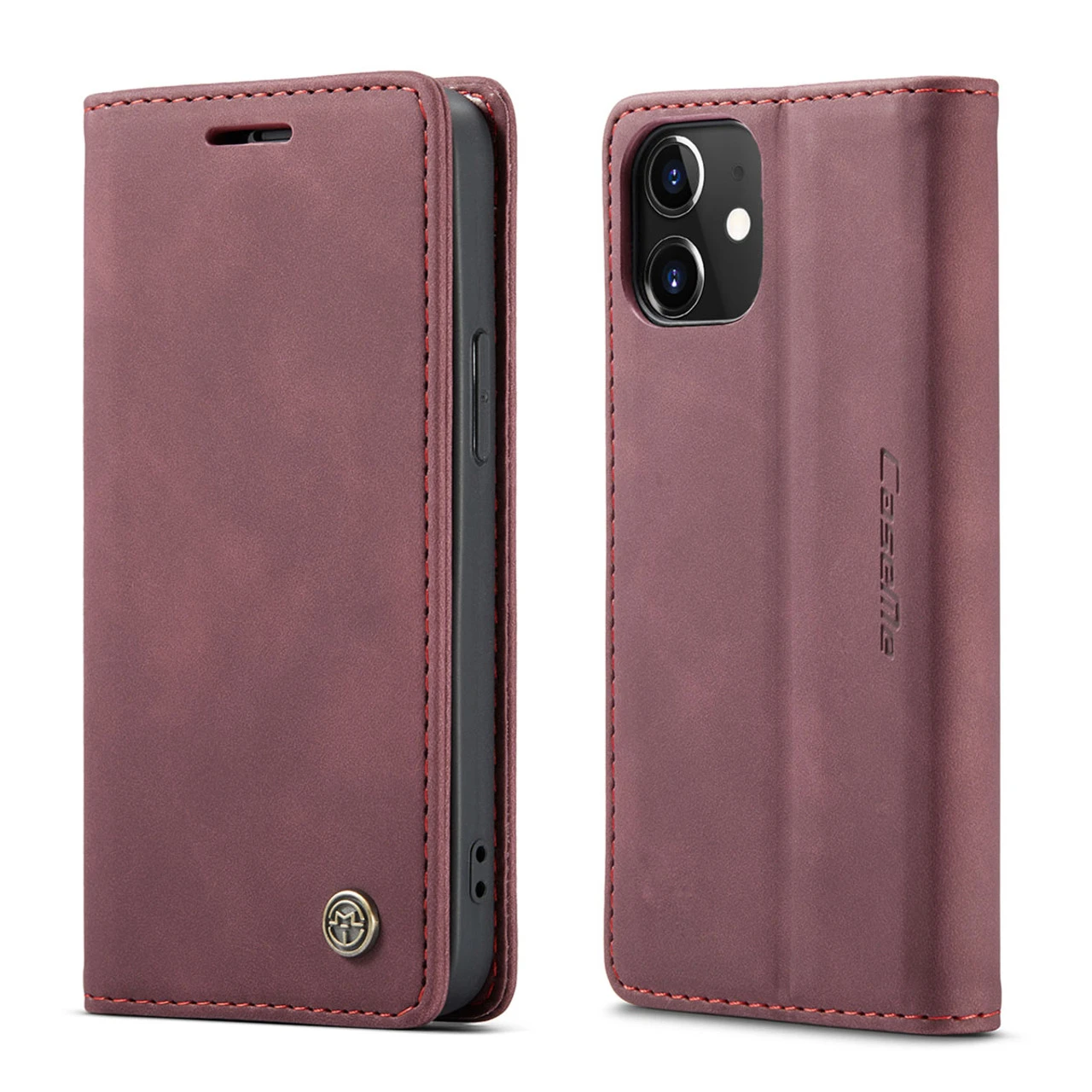 Red Wine CaseMe Slim Magnetic Wallet Case Cover For IPhone 12 Pro 2 Red Wine CaseMe Slim Magnetic Wallet Case Cover For IPhone 12 Pro - Image 2