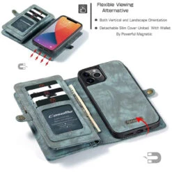 Blue IPhone 12 / 12 Pro Multi-functional 2 In 1 Wallet / Purse Magnetic Case -Cheap NewCase Store iphone 12 detachable zipper wallet blue 5 84070.1693273581