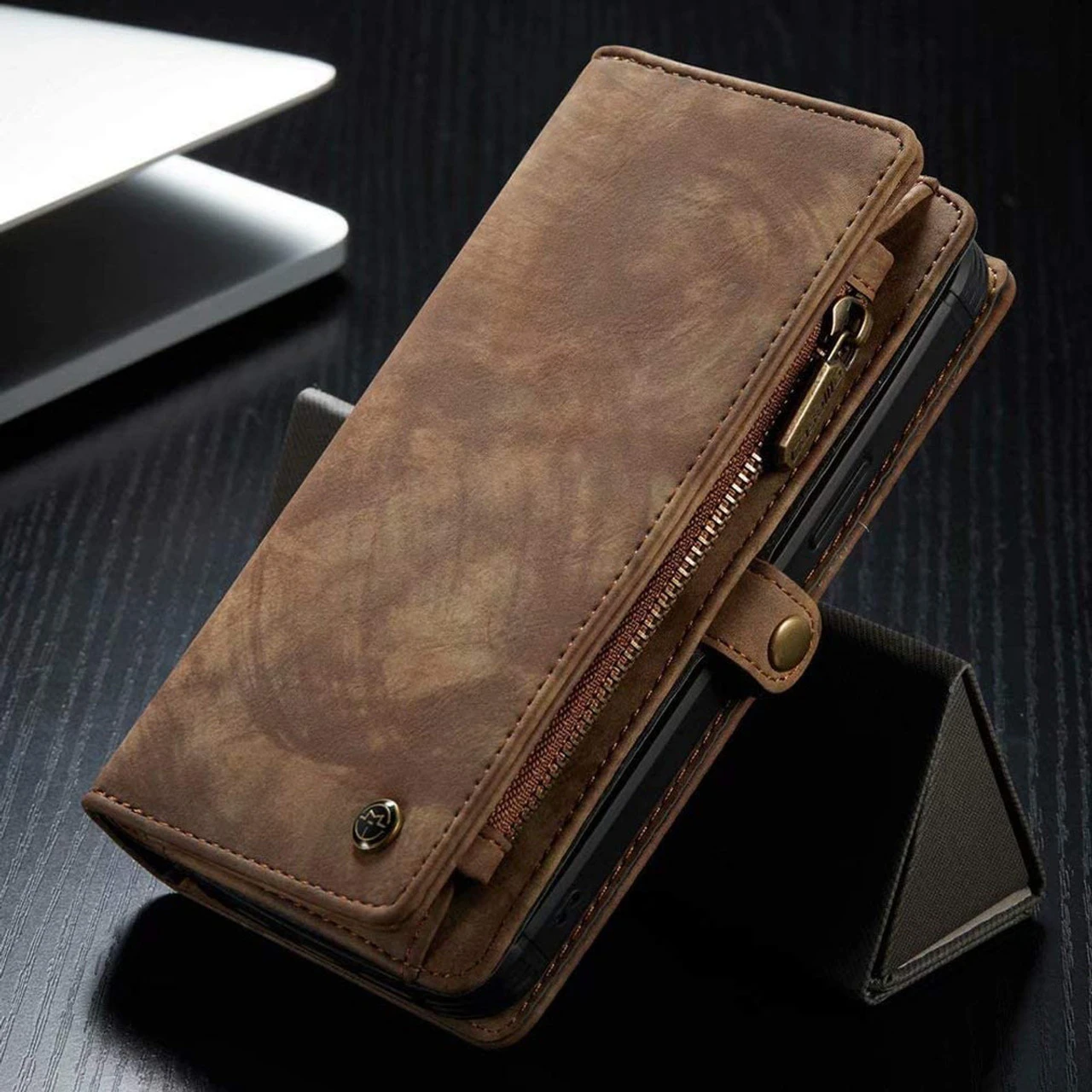 Vintage Brown 2 In 1 Wallet / Detachable Shock Proof Case For IPhone 12 / 12 Pro 1 Vintage Brown 2 In 1 Wallet / Detachable Shock Proof Case For IPhone 12 / 12 Pro