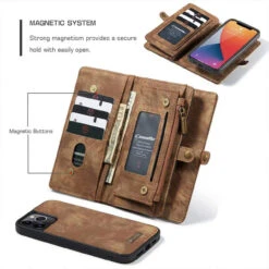 Vintage Brown 2 In 1 Wallet / Detachable Shock Proof Case For IPhone 12 / 12 Pro 11 Vintage Brown 2 In 1 Wallet / Detachable Shock Proof Case For IPhone 12 / 12 Pro -Cheap NewCase Store iphone 12 detachable zipper wallet brown 3 68280.1691719914