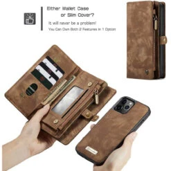 Vintage Brown 2 In 1 Wallet / Detachable Shock Proof Case For IPhone 12 / 12 Pro 8 Vintage Brown 2 In 1 Wallet / Detachable Shock Proof Case For IPhone 12 / 12 Pro -Cheap NewCase Store iphone 12 detachable zipper wallet brown 4 14727.1691719914
