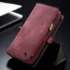 Premium Red IPhone 12 / 12 Pro Multi-functional 2 In 1 Zipper Wallet Card Case