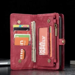 Premium Red IPhone 12 / 12 Pro Multi-functional 2 In 1 Zipper Wallet Card Case -Cheap NewCase Store iphone 12 detachable zipper wallet red 6 38761.1692327739