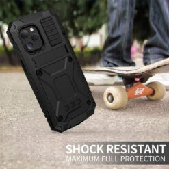 Black IPhone 12 Water Resistant Metal Heavy Duty Case -Cheap NewCase Store iphone 12 extreme metal military case black 7 98085.1695005626