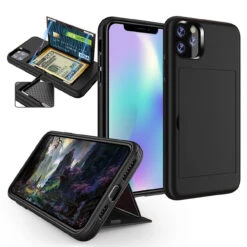 Black Apple IPhone 12 / 12 Pro Slim Armor Magnetic Card Slot Case -Cheap NewCase Store iphone 12 magnetic card slot case black 3 75301.1614299703