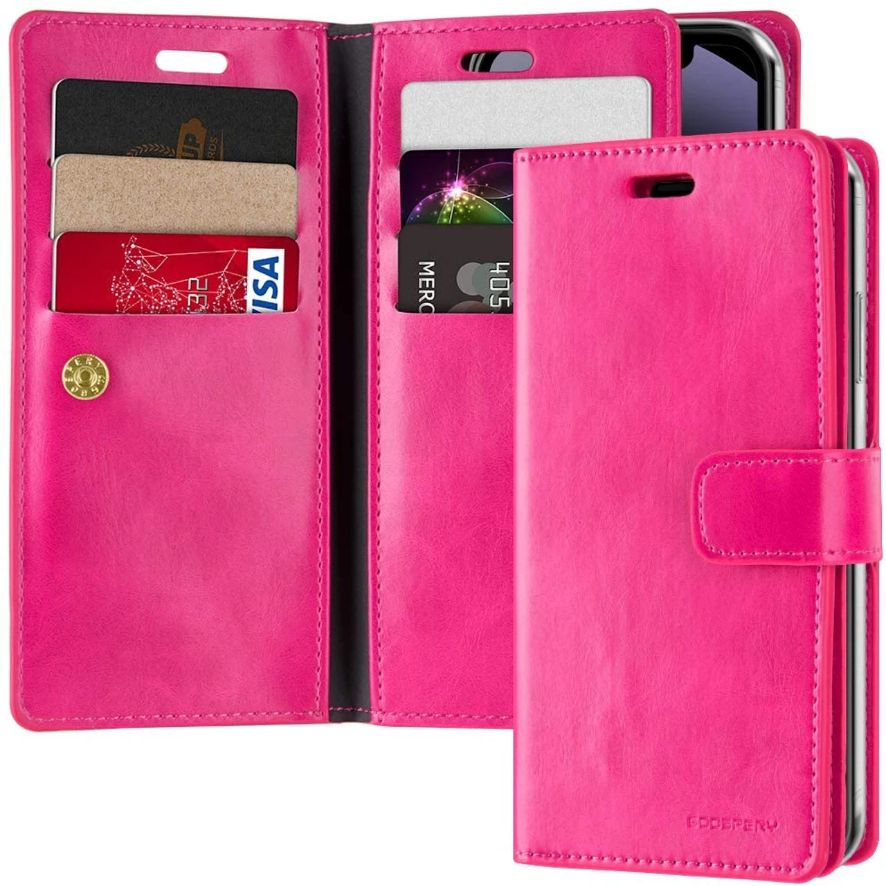 Hot Pink IPhone 12 Mini 5.4" Genuine Mercury Mansoor Diary Wallet Case 1 Hot Pink IPhone 12 Mini 5.4" Genuine Mercury Mansoor Diary Wallet Case