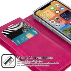 Hot Pink IPhone 12 / 12 Pro Mercury Mansoor Diary Wallet Case -Cheap NewCase Store iphone 12 mansoor diary hot pink 3 73832.1683163808