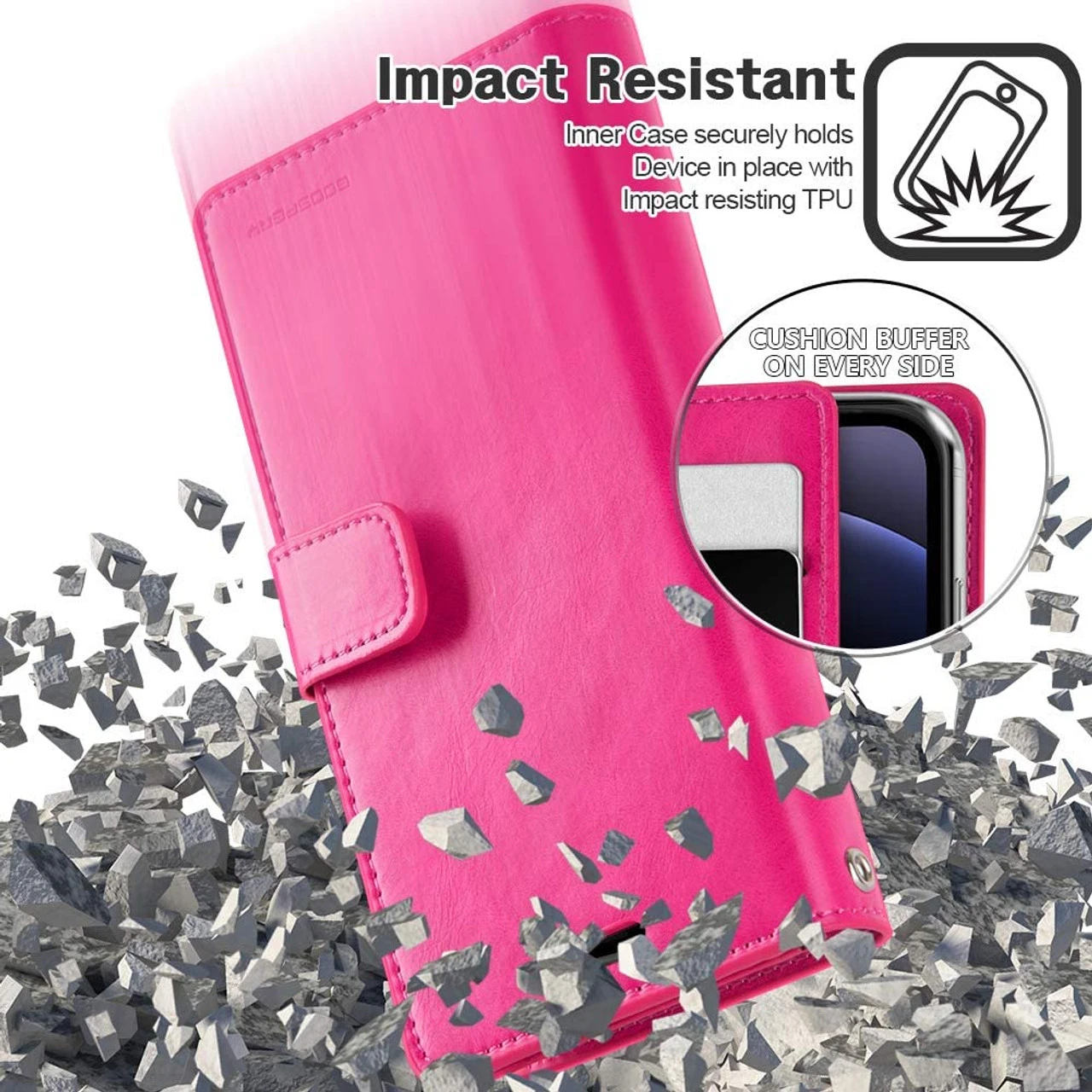 Hot Pink IPhone 12 Mini 5.4" Genuine Mercury Mansoor Diary Wallet Case 6 Hot Pink IPhone 12 Mini 5.4" Genuine Mercury Mansoor Diary Wallet Case - Image 6