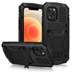 Black IPhone 12 Mini Full Body Extreme Tradies Metal Defender Case
