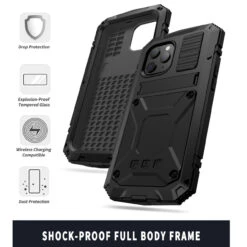 Black IPhone 12 Mini Full Body Extreme Tradies Metal Defender Case -Cheap NewCase Store iphone 12 mini extreme metal military case black 4 93354.1695005627