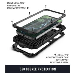 Black IPhone 12 Mini Full Body Extreme Tradies Metal Defender Case -Cheap NewCase Store iphone 12 mini extreme metal military case black 6 19186.1695005627