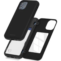 Black IPhone 12 Mini Mercury Slim Magnetic Door Credit Card Case