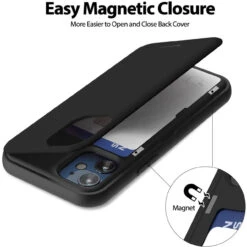 Black IPhone 12 Mini Mercury Slim Magnetic Door Credit Card Case -Cheap NewCase Store iphone 12 mini goospery magnetic door case black 7 56441.1675299737