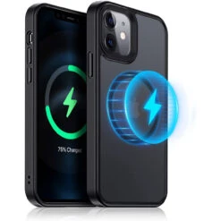 Black IPhone 12 Mini MagSafe Magnetic Case Thin Military Case