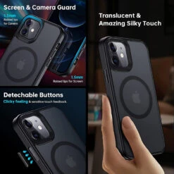 Black IPhone 12 Mini MagSafe Magnetic Case Thin Military Case 9 Black IPhone 12 Mini MagSafe Magnetic Case Thin Military Case -Cheap NewCase Store iphone 12 mini magsafe shockproof case black 4 84804.1657744137