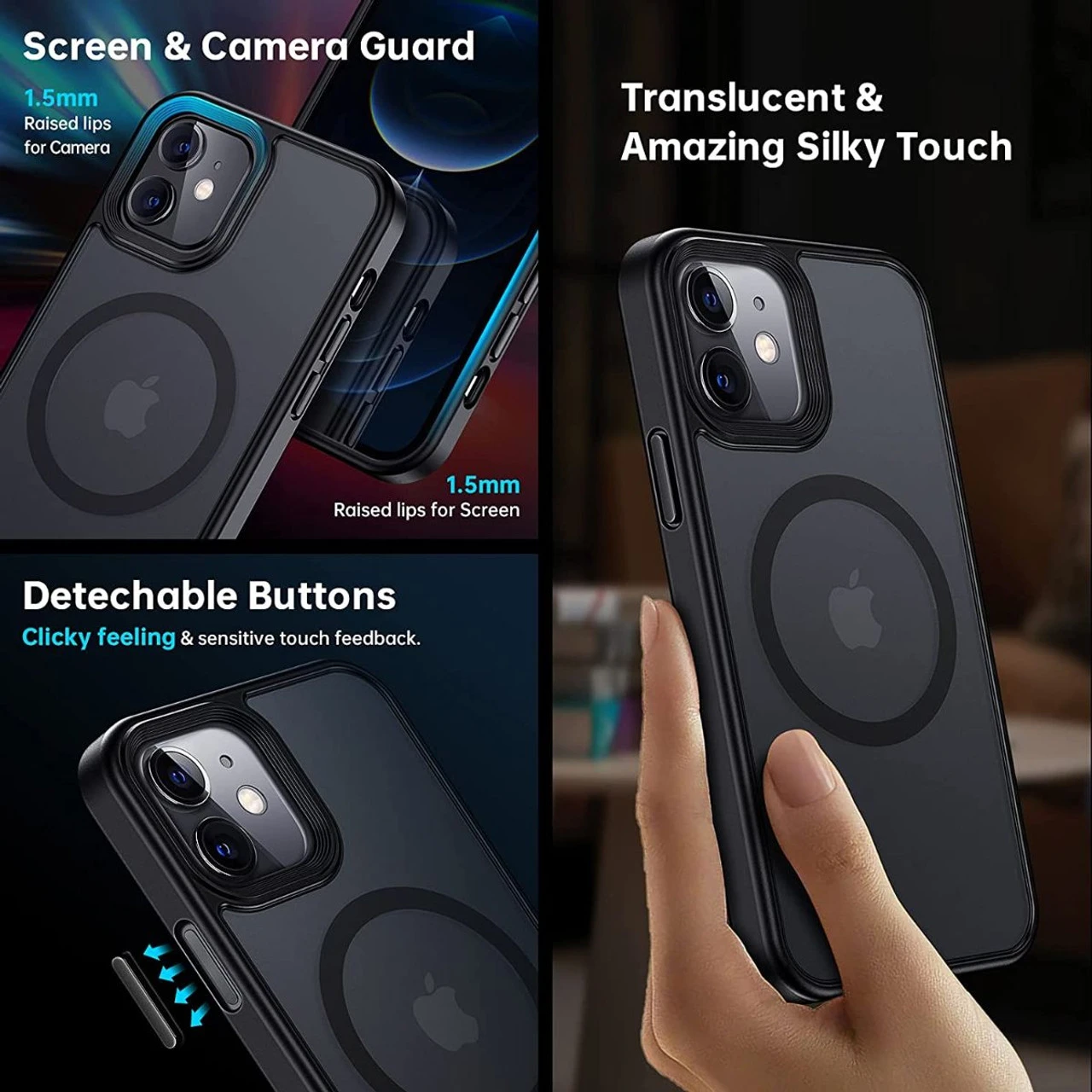 Black IPhone 12 Mini MagSafe Magnetic Case Thin Military Case 4 Black IPhone 12 Mini MagSafe Magnetic Case Thin Military Case - Image 4