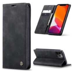 Black IPhone 12 Pro Max Genuine CaseMe Compact Flip Wallet Case