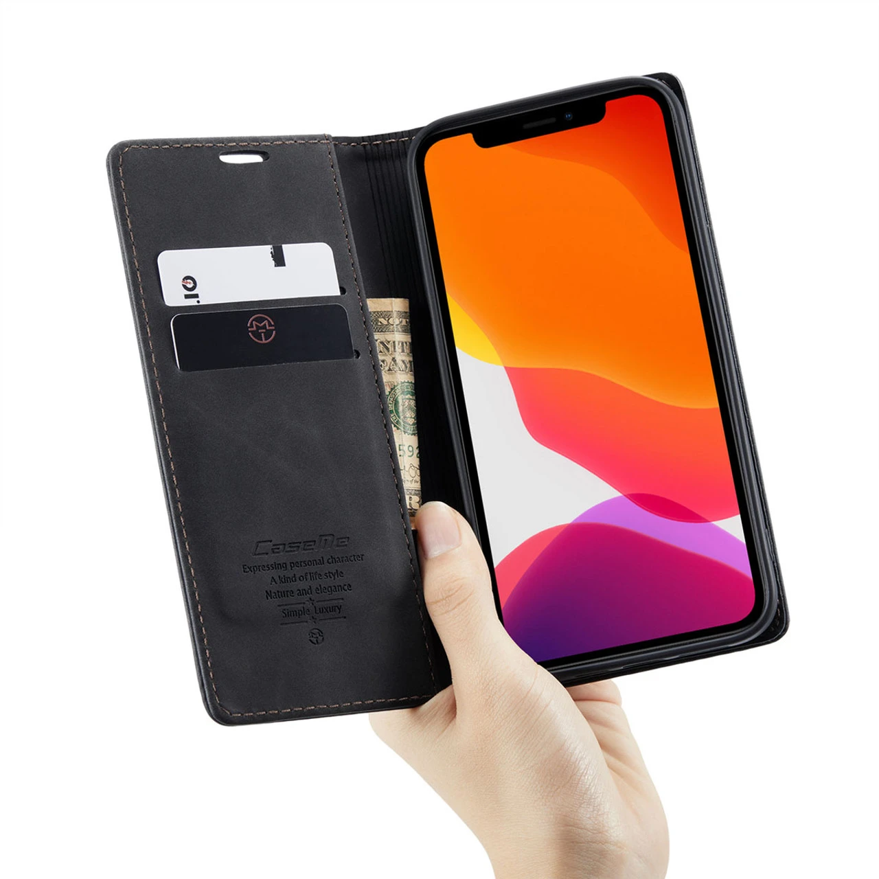 Black IPhone 12 Pro Max Genuine CaseMe Compact Flip Wallet Case 3 Black IPhone 12 Pro Max Genuine CaseMe Compact Flip Wallet Case - Image 3