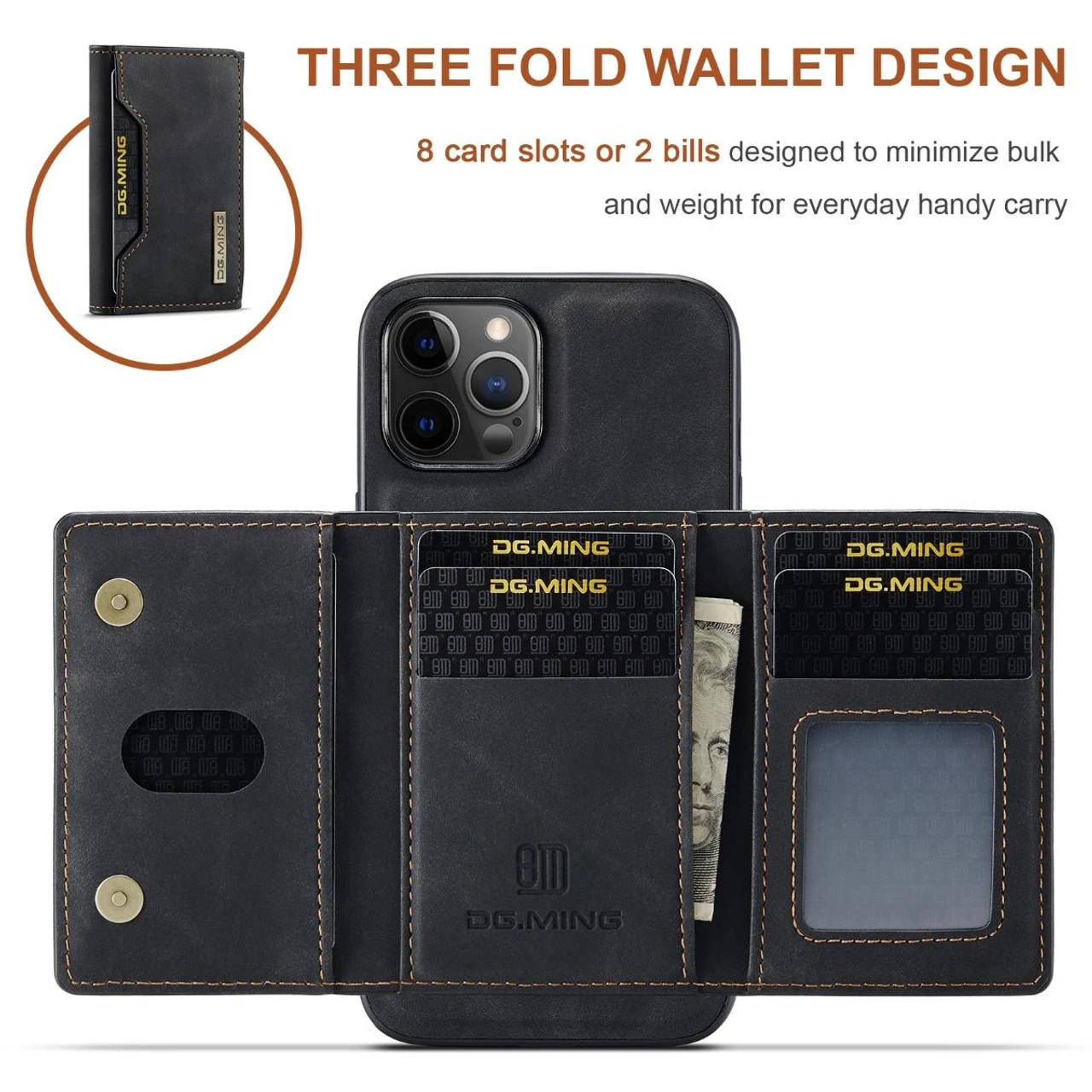 Black DG.Ming M2 Series Magnetic 2-in-1 Wallet Case For IPhone 12 Pro Max 2 Black DG.Ming M2 Series Magnetic 2-in-1 Wallet Case For IPhone 12 Pro Max - Image 2
