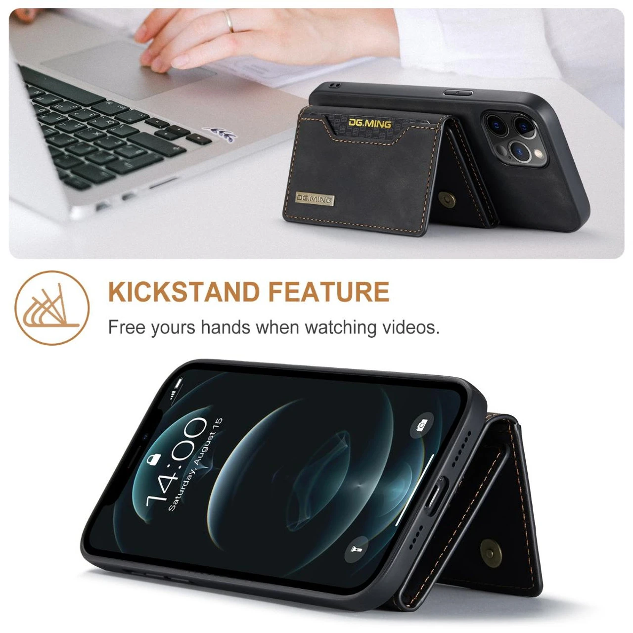 Black DG.Ming M2 Series Magnetic 2-in-1 Wallet Case For IPhone 12 Pro Max 3 Black DG.Ming M2 Series Magnetic 2-in-1 Wallet Case For IPhone 12 Pro Max - Image 3