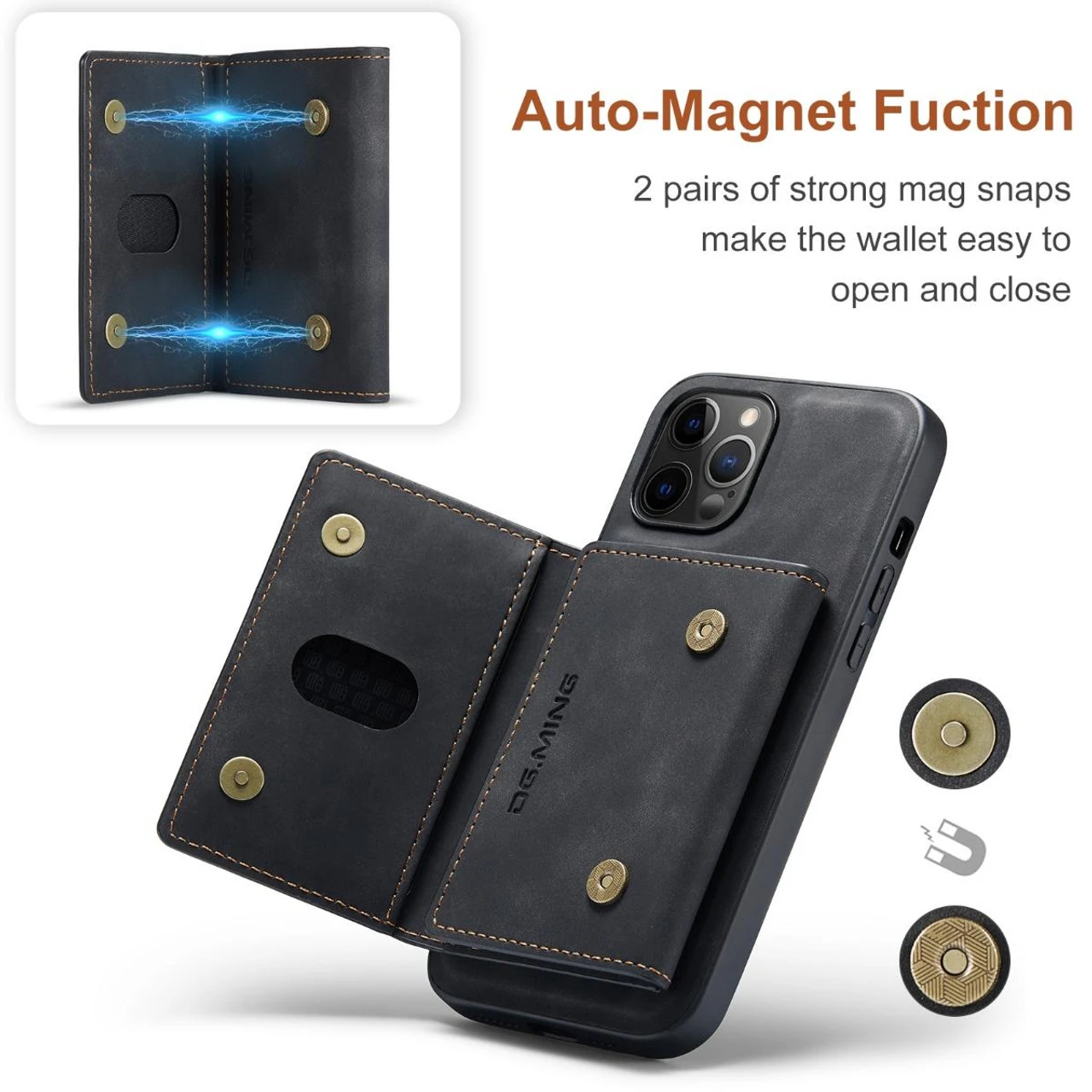Black DG.Ming M2 Series Magnetic 2-in-1 Wallet Case For IPhone 12 Pro Max 7 Black DG.Ming M2 Series Magnetic 2-in-1 Wallet Case For IPhone 12 Pro Max - Image 7