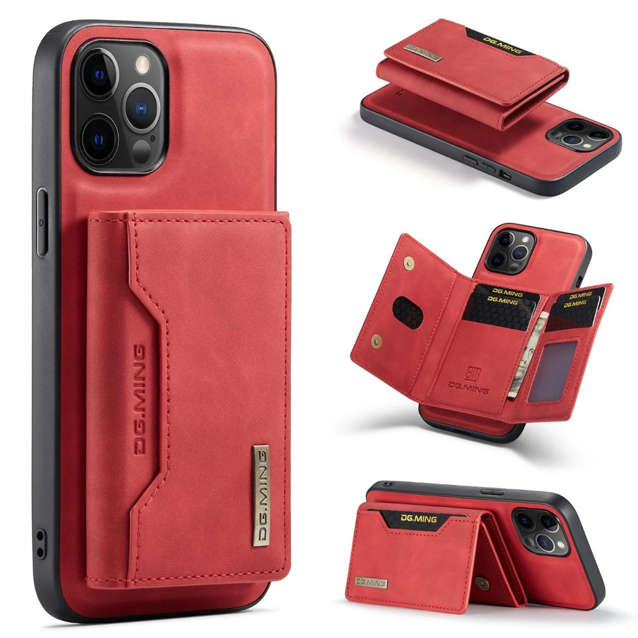 Red IPhone 12 Pro Max DG.Ming M2 Series 3-Fold Multi Card Wallet Case 1 Red IPhone 12 Pro Max DG.Ming M2 Series 3-Fold Multi Card Wallet Case