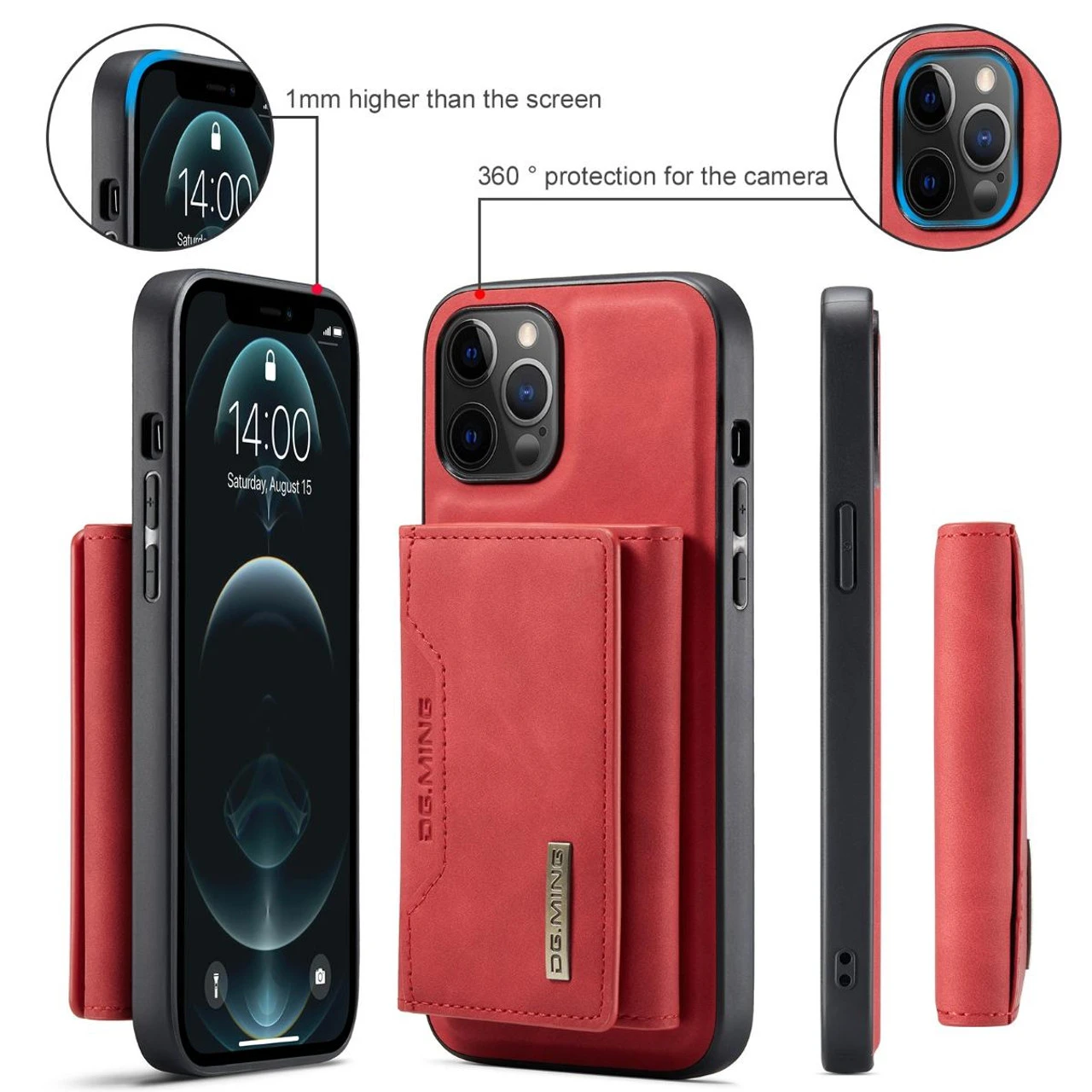 Red IPhone 12 Pro Max DG.Ming M2 Series 3-Fold Multi Card Wallet Case 6 Red IPhone 12 Pro Max DG.Ming M2 Series 3-Fold Multi Card Wallet Case - Image 6