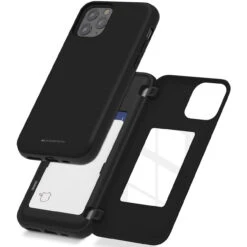 Black IPhone 12 Pro Max Mercury Slim Shock Proof Magnetic Door Case