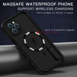 Black IPhone 12 Pro Max Waterproof MagSafe Dirtproof Shock Proof Case -Cheap NewCase Store iphone 12 pro max waterproof case black 10 62139.1693359937