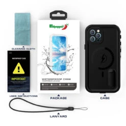 Black IPhone 12 Pro Max Waterproof MagSafe Dirtproof Shock Proof Case -Cheap NewCase Store iphone 12 pro max waterproof case black 12 01998.1693359961
