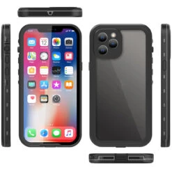 Black IPhone 12 Pro Max Waterproof Dirtproof Shock Proof Case -Cheap NewCase Store iphone 12 pro max waterproof case black 3 23005.1679982769