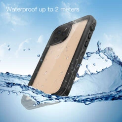 Black IPhone 12 Pro Max Waterproof Dirtproof Shock Proof Case -Cheap NewCase Store iphone 12 pro max waterproof case black 4 02966.1679982769