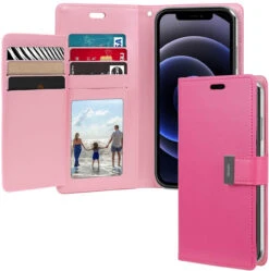 Hot Pink IPhone 12 / 12 Pro 6.1" Mercury Rich Diary Wallet Case Cover