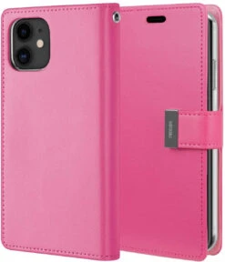Hot Pink IPhone 12 / 12 Pro 6.1" Mercury Rich Diary Wallet Case Cover -Cheap NewCase Store iphone 12 rich diary hot pink 3 85180.1653541093