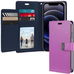 Stylish Purple IPhone 12 / 12 Pro 6.1" Mercury Rich Diary Wallet Case