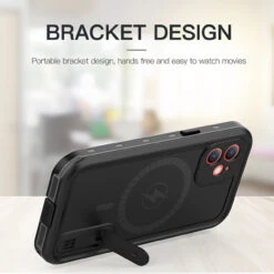 Black IPhone 12 Pro Waterproof MagSafe Dirtproof Shock Proof Case -Cheap NewCase Store iphone 12 waterproof case black 3 46769.1682647958