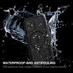 Black IPhone 12 Mini Waterproof MagSafe Dirtproof Shock Proof Case -Cheap NewCase Store iphone 12 waterproof case black 4 92467.1689208123