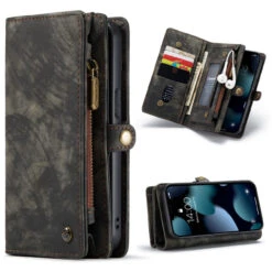 Black 2 In 1 Multi-Functional Wallet Shock Proof Case For IPhone 13 -Cheap NewCase Store iphone 13 caseme multifunctional wallet black 3 88425.1645531448