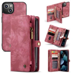 Red Multi-functional 2 In 1 Purse Wallet Magnetic Case For IPhone 13 8 Red Multi-functional 2 In 1 Purse Wallet Magnetic Case For IPhone 13 -Cheap NewCase Store iphone 13 caseme multifunctional wallet red 4 78181.1687237932