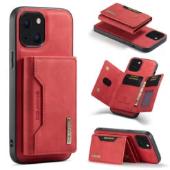 Red IPhone 13 DG.Ming M2 Magnetic Shockproof Case With Wallet