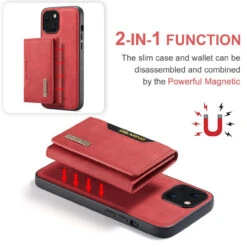 Red IPhone 13 DG.Ming M2 Magnetic Shockproof Case With Wallet -Cheap NewCase Store iphone 13 dg ming m2 series red 5 59334.1700649878