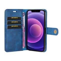 Blue DG.Ming 2 In 1 Leather Wallet Removable Magnetic Case For IPhone 13 -Cheap NewCase Store iphone 13 dg ming wallet magnetic case blue 5 03269.1700735092